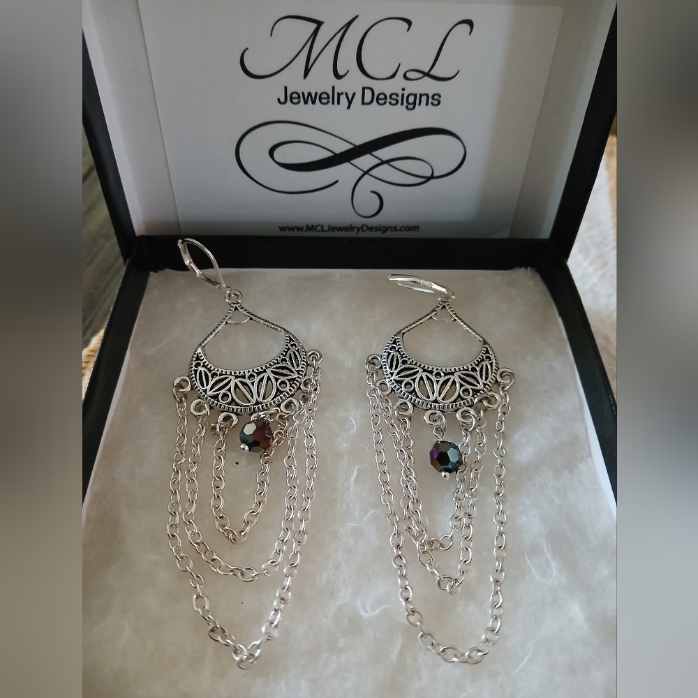 One of a Kind Silver Chandelier Earrings